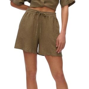 NWT Vero Moda VMLinn Linen Blend Shorts Women’s Small Green Kalamata Drawstring